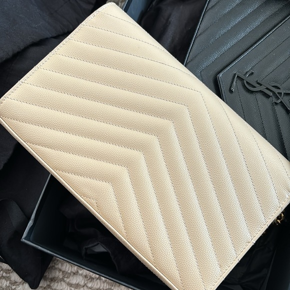 YSL Monogram Large Wallet on Chain in Grained Leather - Picture 2 of 3